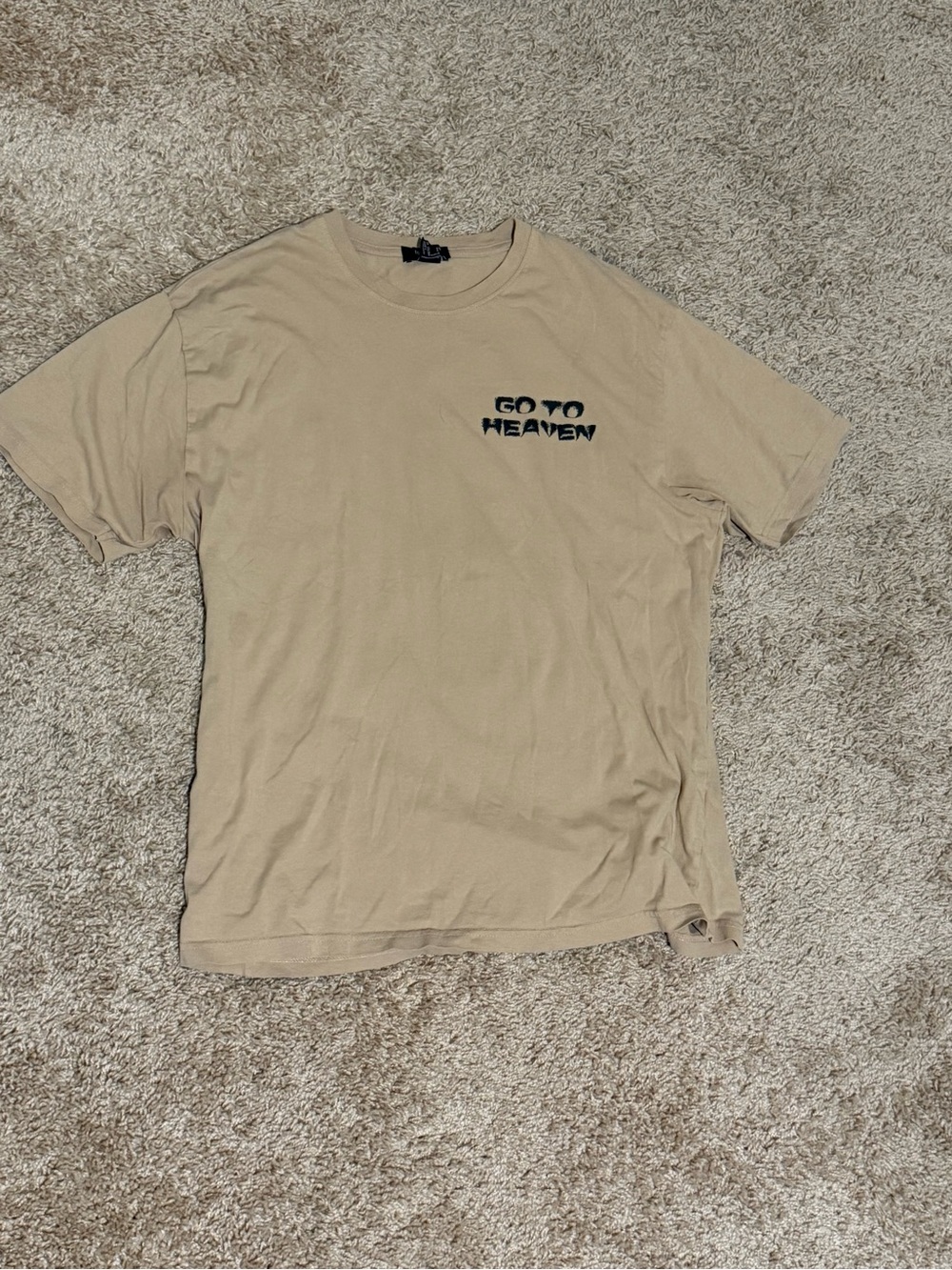 Go To Heaven Embroidered Logo Tee - Beige